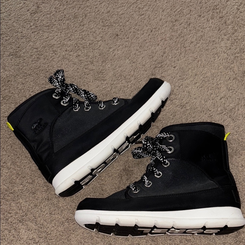 Sorel Black and White Waterproof Hiking Boots